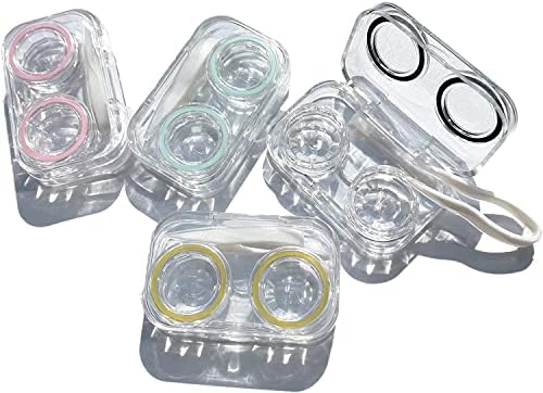 Туклие 4 кутии за контактни леќи, рамка за контактни леќи во боја, надворешна пренослива кутија за натопување мини контактни