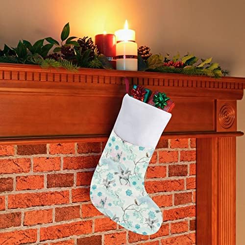 Еднорози и бувови Божиќни чорапи за порибување со кадифен камин што виси за декор за домашно дрво