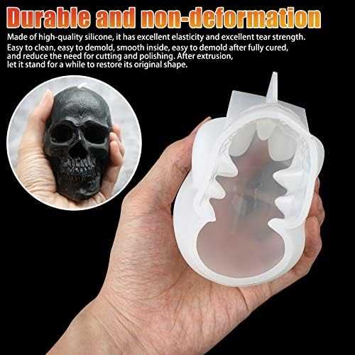3Д череп глава силиконски калап за Ноќта на вештерките декор епоксидна смола од калап DIY занает