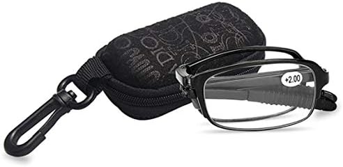 [2 пара] Преклопување очила за читање, HD асферична смола Мода унисекс Компактни очила со кутија за јамка на ременот, црна + кафеава