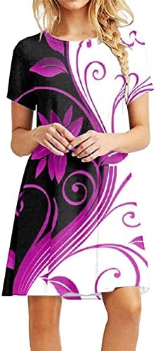 Charella anyените обични фустани со кратки ракави фустани екипаж на вратот графички есен летни фустани 2023 облека мода редовно вклопување