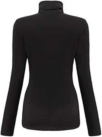 SSLR-Termal-Shirts For-Women-Turtleneck Долги ракави врвови руно наредени зимски тенок вграден исмејник на вратот