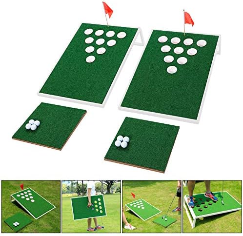 Офитит голф со корнести игри сет комбинирана понг игра, чипс дворни игри со игри со душеци и топки за голф за задната врата, идеален подарок