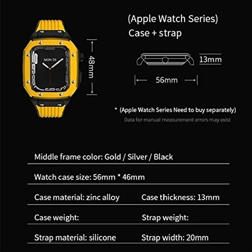 SAAWEE За Apple Watch Band Серија 7 45mm Жена Легура Часовник Случај 44mm 42mm луксузен Метал Гума Нерѓосувачки Челик Часовник Додатоци за Iwatch