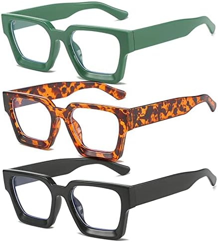 Хелена 3 пакуваат дами за читање очила - преголеми очила за читање на квадратни дизајн за жени