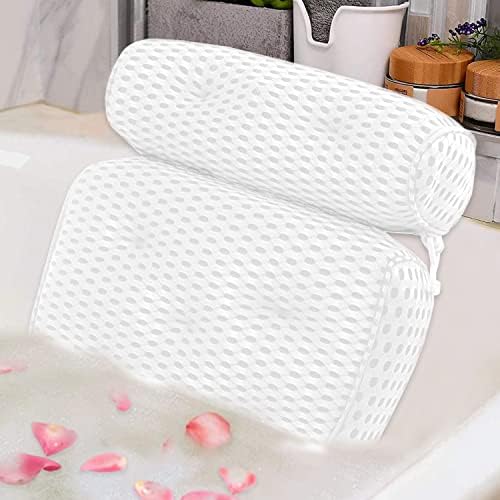 Перница за бања со хипо за када, бањска перница за када-4D воздушна мрежа луксузна перница за бања со 7 чаши за вшмукување што не