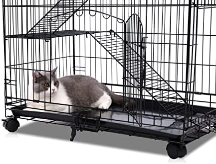 Homey Pet Inc Преклопна жица мачка Ферет Хабитат гајба со тркала, послужавник и хамак