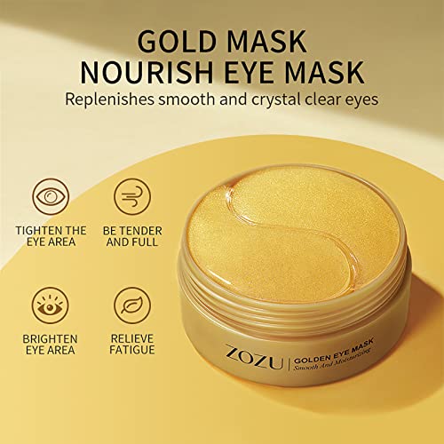 KBTPMTL 24K злато под маска за очи - 24K златен колаген за третман на очите за подуени очи, темни кругови, торби за очи, брчки,