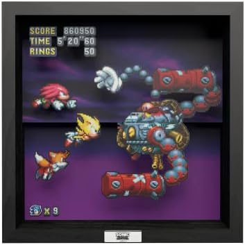 Ниво нагоре лабораториски рамки за пиксели: Sonic Mania - Heroes vs Dr Eggman - 3D Shadow Box - врамен декор за Wallид, Дома, Полски