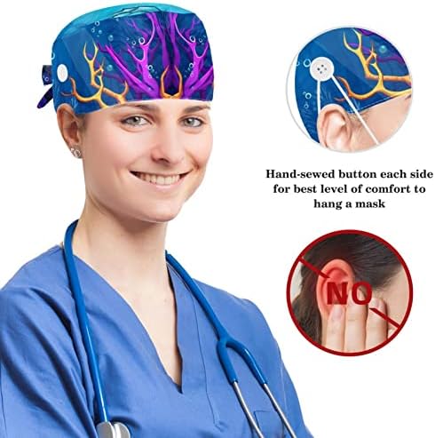 Медицинска медицинска сестра капачиња жени долга коса, лама силуета прилагодлива работна капа со копче и лак за коса