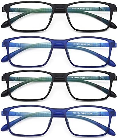 4 Пакет Флексибилни Очила За Читање Лесен Компјутер Сино Светло Блокирање На Читателите Големи Димензии Жени Мажи