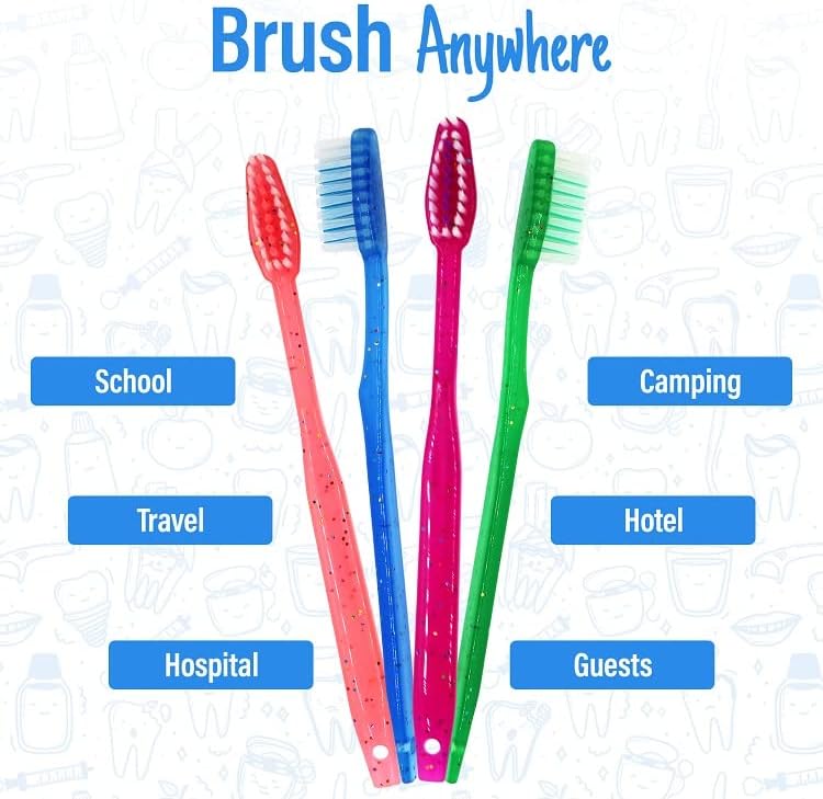 144 Пакувајте ги четки за заби за деца за еднократна употреба со паста | Меурчиња со меурчиња претходно затегнати за деца и индивидуално завиткани