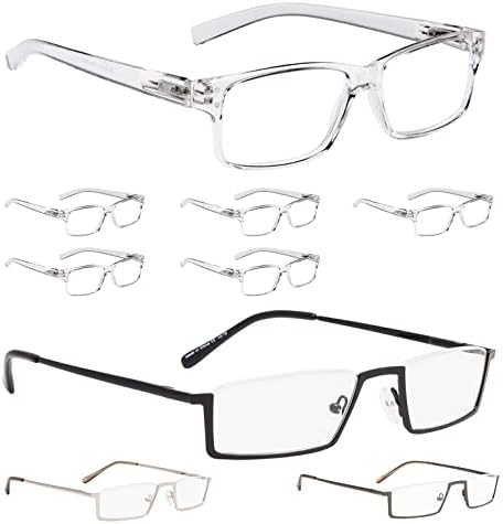Лур 6 пакувања чисти очила за читање + 3 пакувања метални очила за читање на половина рамка