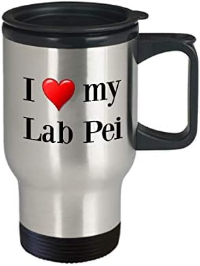 Лабораторија ПЕИ ПАТУВАЕ КУГ - Термички изолиран не'рѓосувачки челик Labrador Retriver Shar Pei Mix Dog Lover Cafe Chafe Cige подарок