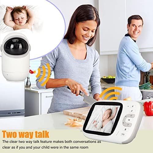 Росвола Бебе монитор, двонасочен повик, мониторинг на температурата, ноќно гледање, вградена 8 приспивања, 3,2 ЛЦД видео монитор за бебиња за