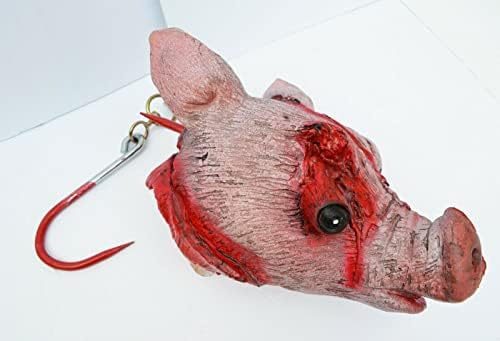 Киселина тактичка животна големина Ноќта на вештерките резистична глава на свињи што висат на вистински метални куки.