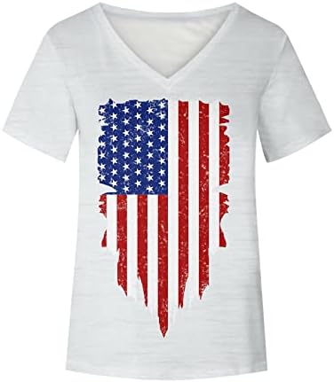 Comigeewa краток ракав против вратот Американски знаме starвезда графички бренд блуза кошула за тинејџерски девојки лето есен памучен блуза