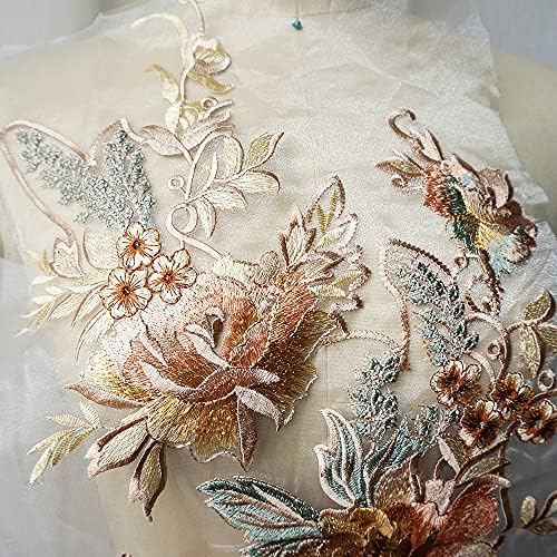 Голем везење чипка цветна апликација шиење цветна јака лепенка свадба наметка невестинска облека фустан DIY бел занаетчиски занаети