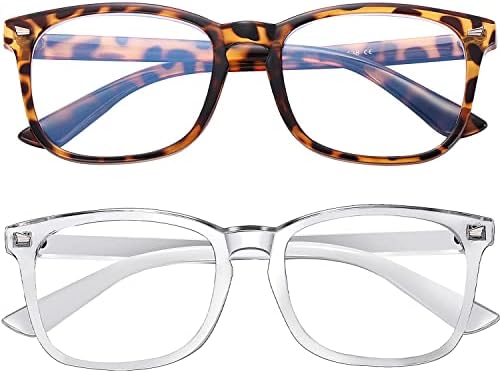 ЧБП сина-светлина-блокирање-очила за жени компјутерски очила човек,2 пакет игри очила модна рамка ( леопард+транспарентен)