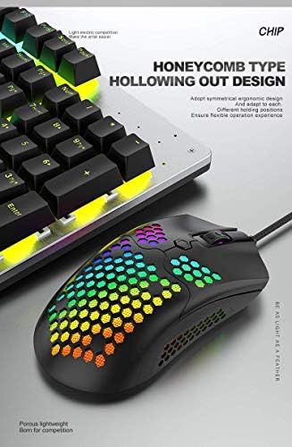 Лесен Гејмерски Глушец,65g RGB Саќе Школка Компјутерски Глувци, Црна…