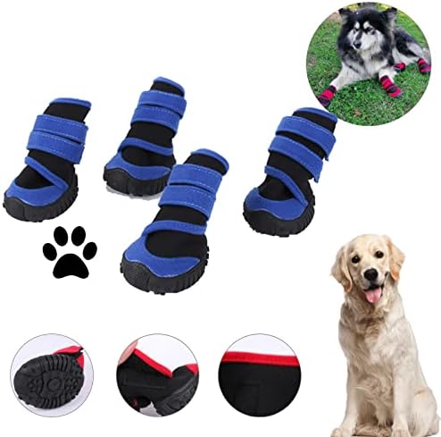 Фукин чевли за кучиња, 4 парчиња водоотпорни чизми за кучиња како заштитник на шепа, кучиња чизми на кучиња, ги штити шепите на