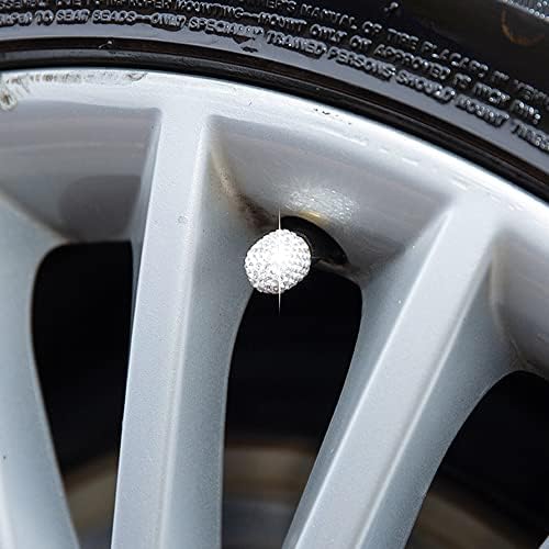 4 пакувања GSRYPC BLING BLING CAR WIRE VALEL CAPS ， Модерни дијамантски кристални вентили за дизајн на матични капаци Универзални за автомобили,