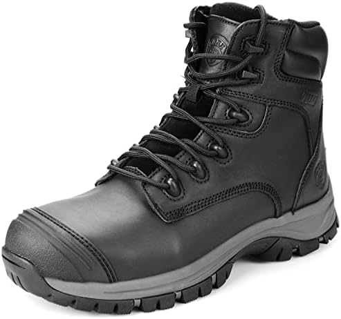 Works чизми за работа за мажи, водоотпорни челични пети Ykk Zipper не лизгачки гумени кожни чевли, отпорен на пункција