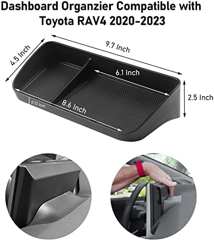 Jaronx Компатибилен со Toyota RAV4 Центарот конзола Организатор 2023 2022 2021 2020, скриена лента за складирање зад екранот,