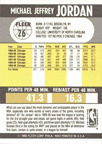 1990-91 Флер 26 Мајкл Џордан Кошаркарска Картичка Чикаго Булс