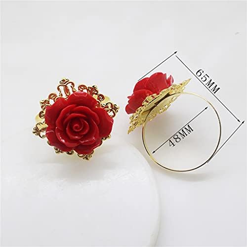 Lyе прстен на салфетка 6 парчиња метална салфетка прстен роза украс за украсување свадбена банкет за декорација на табела (боја: