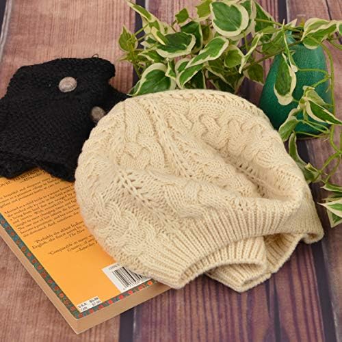 Нолија мека плетена цврста боја, гравче, шик и лесен капчиња плетени стилови за жени, шапка со една големина