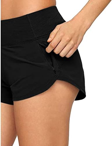 НИубија шорцеви за жени атлетски трчање шорцеви со средно-пораст за брзо сушење шорцеви со поштенски џебови за џеб