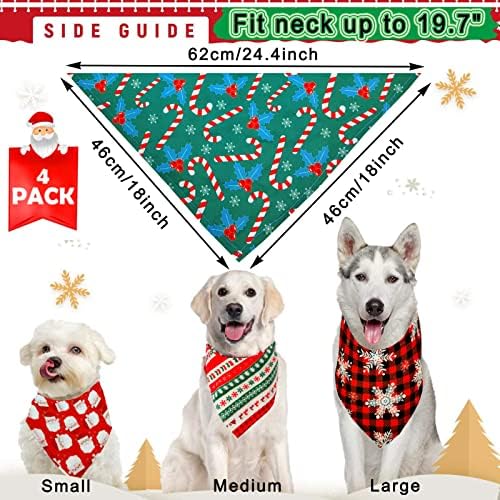 Божиќно куче бандана 4 пакет Божиќна триаголник Бибс шамија меки кученца марами додатоци Божиќна празничка забава Банданас костум