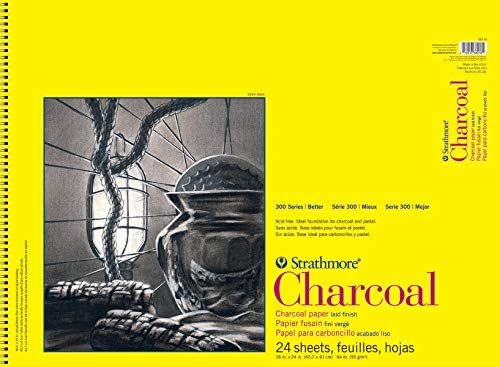 Стратмор 300 серија од јаглен хартија, врзана жица, 18х24 инчи, 24 листови - уметнички труд за возрасни и студенти - јаглен и пастел