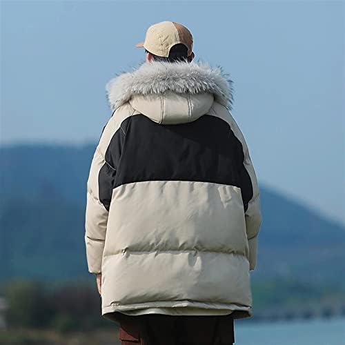 Czdyuf мажи Зимска јакна топла водоотпорна качулка со јакни со масти со средна должина јака палта машка облека