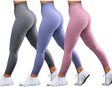 GXIN 3 парчиња за жени Непрекината јога Атлетски панталони тренингот со високи половини за контрола на стомакот