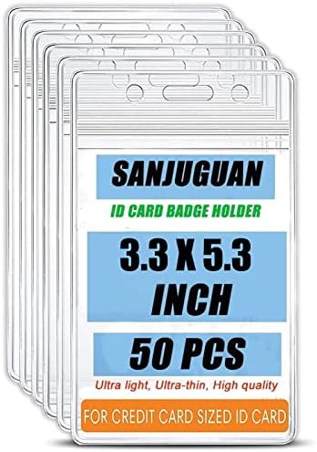 Носители на знаци на Sanjuguan 50 пакет, вертикално чиста држач за PVC картичка со водоотпорен резистентен тип на поштенски патент,