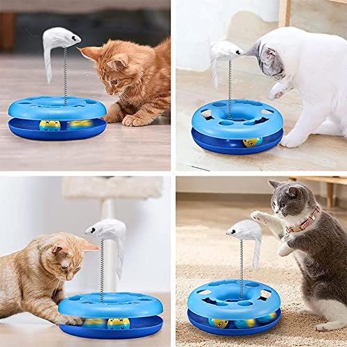 Оалк Смешни мачки играчки за внатрешни мачки интерактивни ролери за мачиња играчки со играчка за миленичиња Catnip, со топки за вежбање, залепете