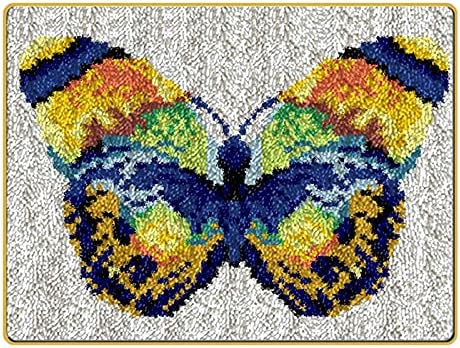 Комплети за куки за куки за кука килим во боја на пеперутка од печатење пред печатена перница везови игла, тепих, капакот на
