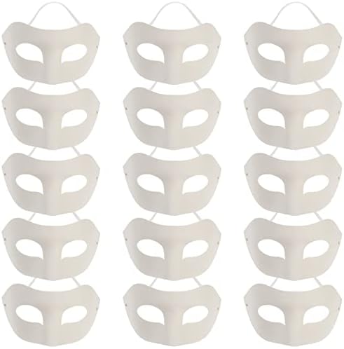 Кисангел деца играчки деца играчки 15 парчиња бели маски за Ноќта на вештерките Обични бели маски половина лице Неизвесни маскирани