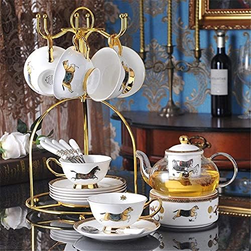 Чај сет Европски керамички стакло цвет чајник постави свеќа за греење на свеќа чајник со филтер дома попладневен чај чај сет, големина,
