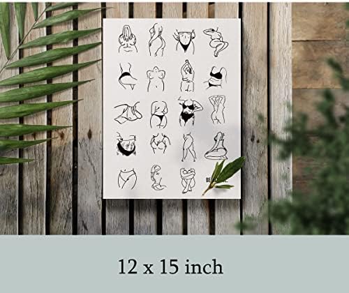 Зајакнување на феминистичкото врамено платно домашно уметности, убави тела линиски уметнички печатени слики постер 12 x 15, совршен wallиден декор