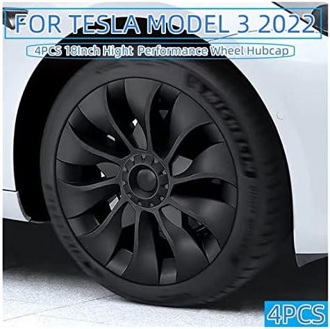 4PCS компатибилен со Tesla Model 3 18 инчен HubCap Заменливо капаче за замена на тркалото на тркалото Комплетно покритие со капаци