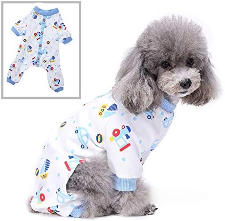 Selmai Dog Pajamas PJs Cat Catel Sleepwear со копче за дишење мека памучна еластична миленичиња костумски автомобил брод ромери за мали кученца