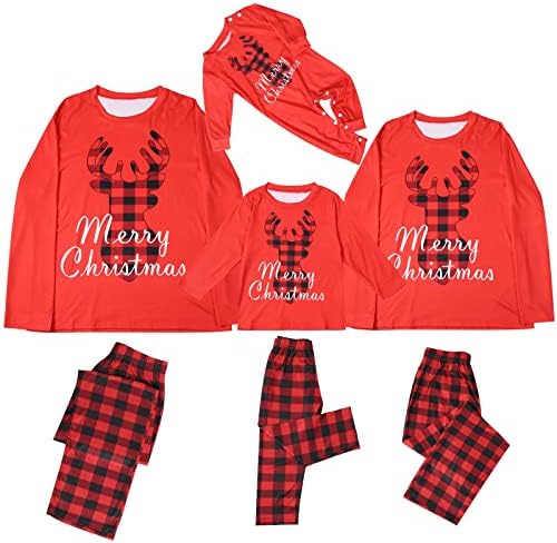 Одмор со појавување на семејни пижами карирани со појавување на семејни пижами поставува Божиќни елени печати врвни и карирани панталони