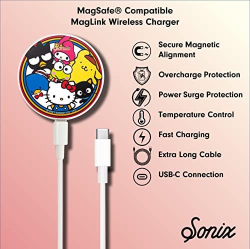 СОНИКС Здраво Кити и Пријатели налепници за налепница + полнач за маглинк + USB-C адаптер за Magsafe iPhone 13 Pro