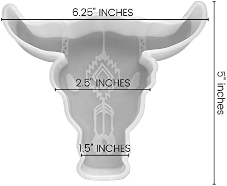 Голем мувла за свежиот силиконски силикон | Големина 6.25 Широк x 5 Лонг x 1 длабок | калап за череп со бикови | Западна тема