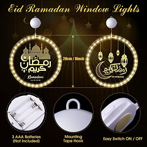 Декорации за лесни лесни лесни рамазан, светла на Рамазан Карем и Еид Рамазан светла исламски прозорец светла украси, исламска муслиманска
