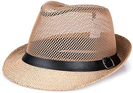 Elonglin Panama Unisex Summer Fedora Trilby Lenen Mesh Sun Hats Safari Classic