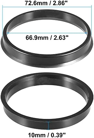 Acropix 72,6 mm до 66,9 mm Универзален центар за центрични прстени Црна - пакет од 4